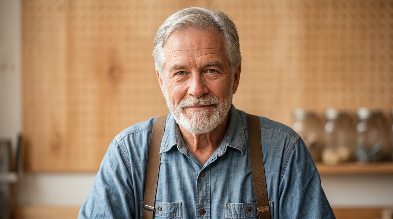 The maker behind The Thrift Almanac, in his workshop